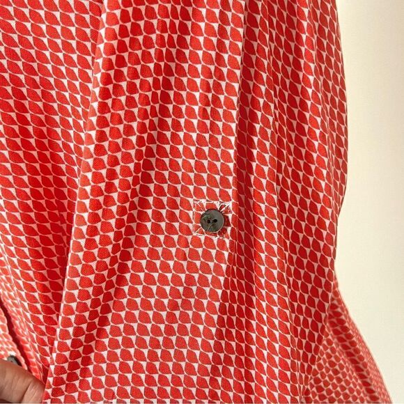NWT Tina Stephens Joni Blouse Top Triangle Coral M Button Down Roll Tab Sleeve - Picture 5 of 14